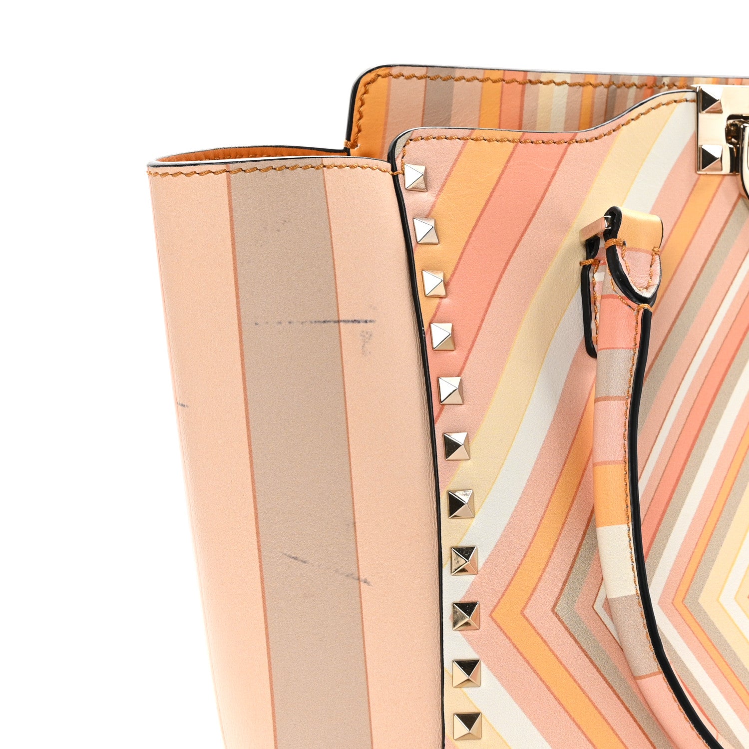 Valentino Garavani Vitello Native Couture 1975 Rockstud Double Handle Tote Mandarin Sorbet 10 of 10