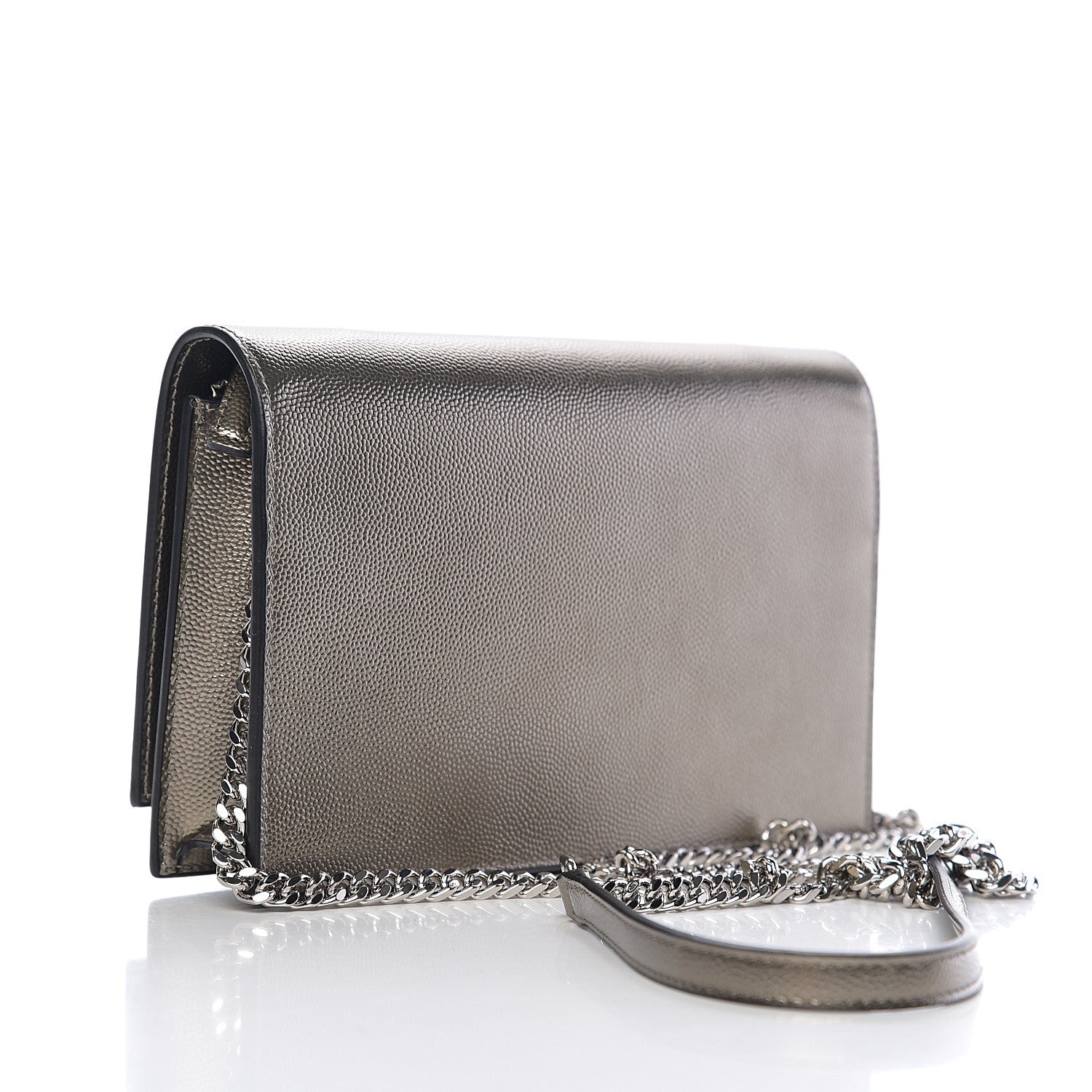 Saint Laurent Grain De Poudre Classic Monogram Kate Tassel Chain Wallet Piombo 2 of 9