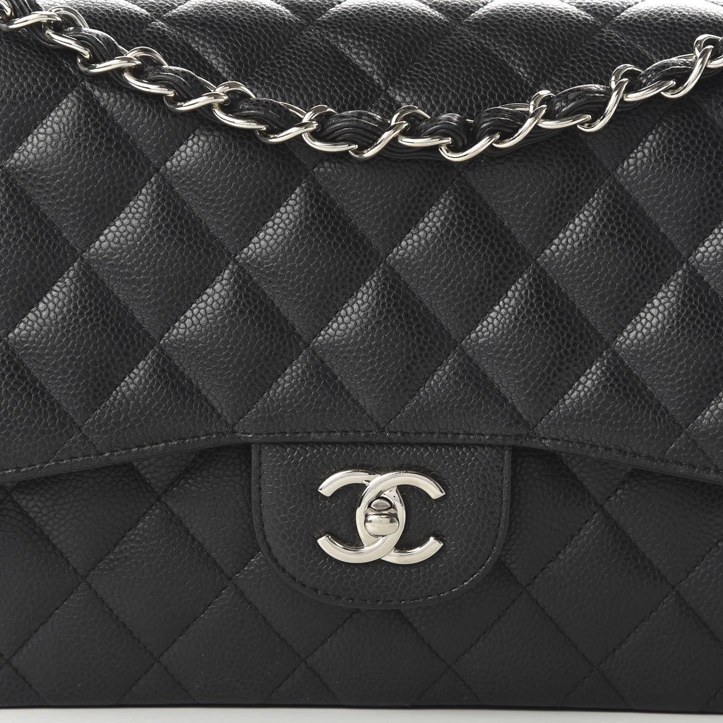 Caviar Quilted Jumbo Double Flap Black