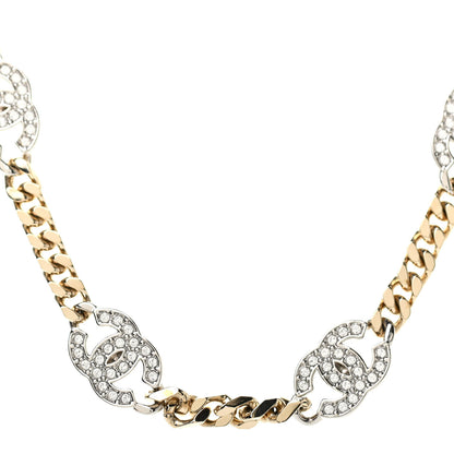 Chanel Crystal Chain CC Choker Gold Silver 4 of 5