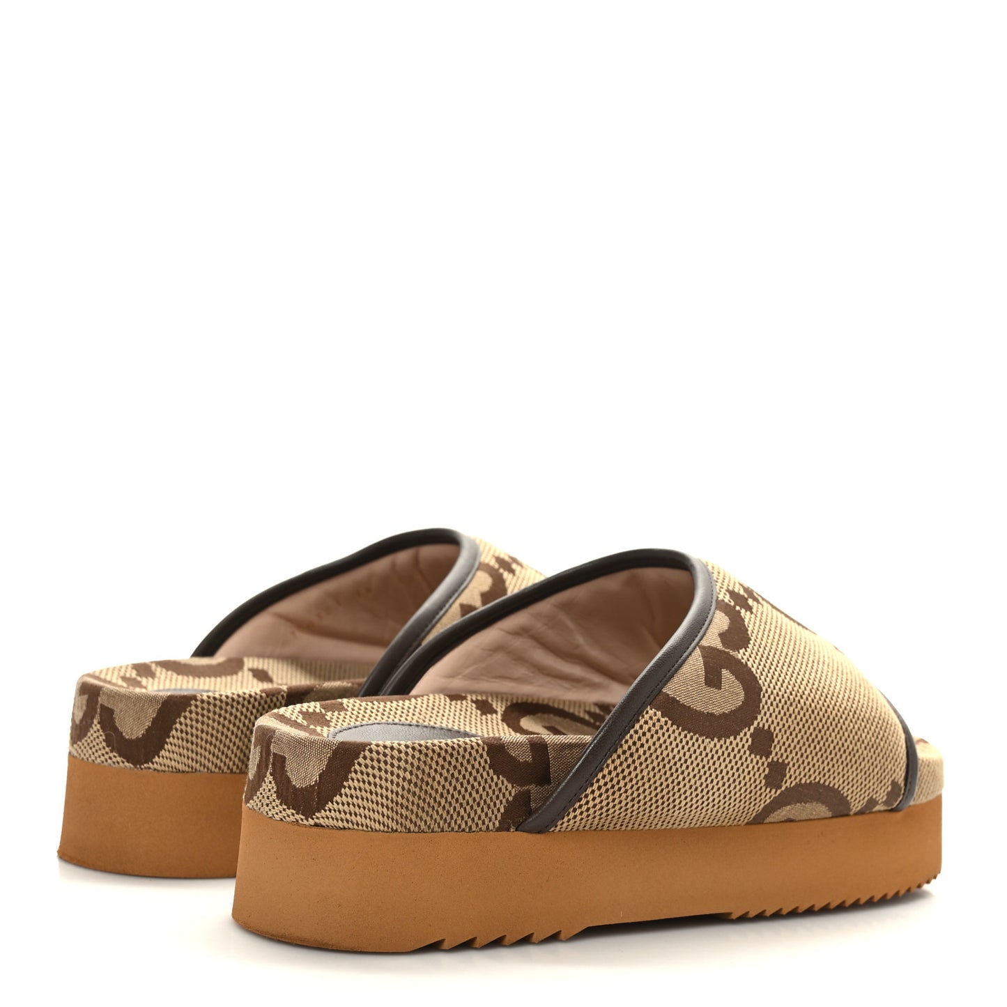 Monogram Jumbo GG Nappa Samoa Platform 40mm Slide Sandals 39 Camel Ebony New Acero