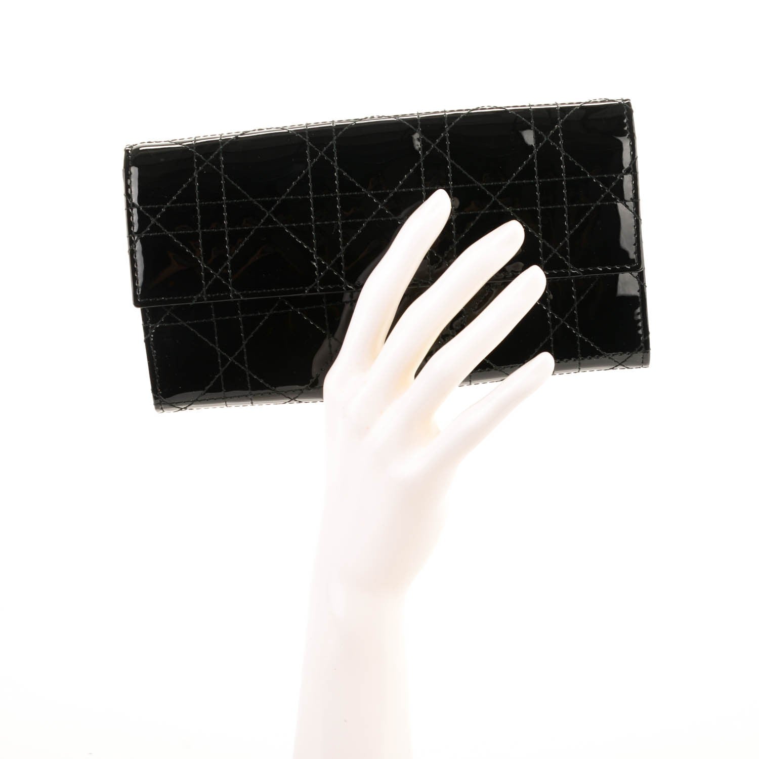Christian Dior Patent Cannage Rendez-vous Chain Wallet Black 2 of 7