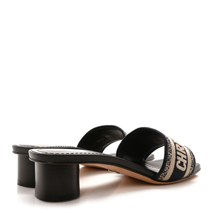 Christian Dior Cotton Embroidered Dway 40mm Slide Sandals 37.5 Deep Blue 5 of 9