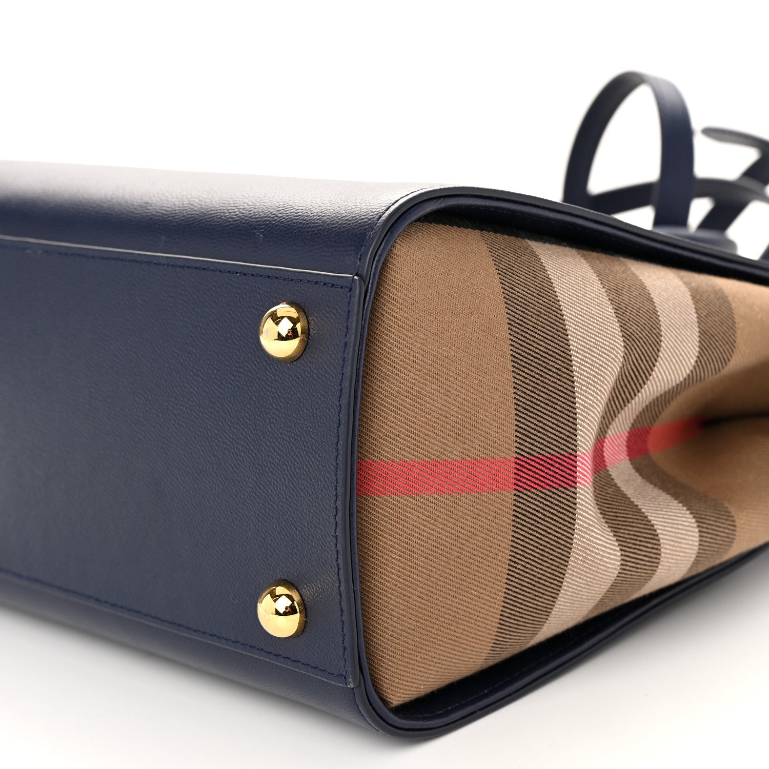 Burberry Calfskin Mega Check Small Banwell Tote Dark Canvas Blue 9 of 9