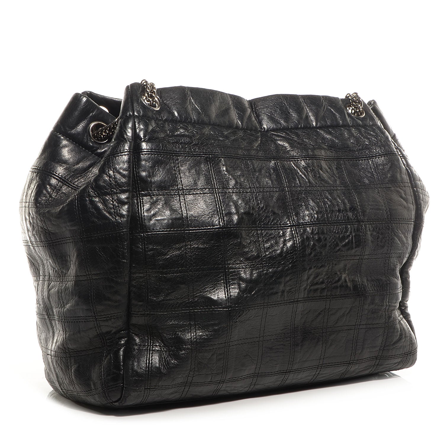 Chanel Lambskin Square Stitched Lax Accordion Shoulder Bag Black 3 of 7