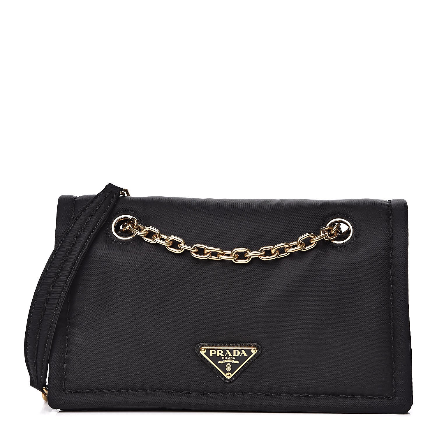 Prada Nylon Tessuto Chain Shoulder Bag Black 1 of 8