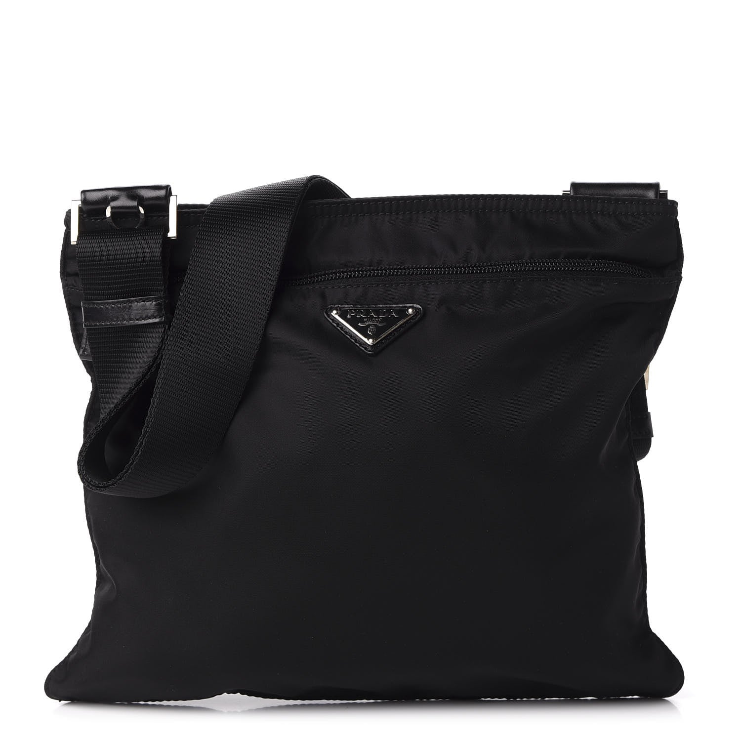Prada Nylon Flat Messenger Bag Black 1 of 10