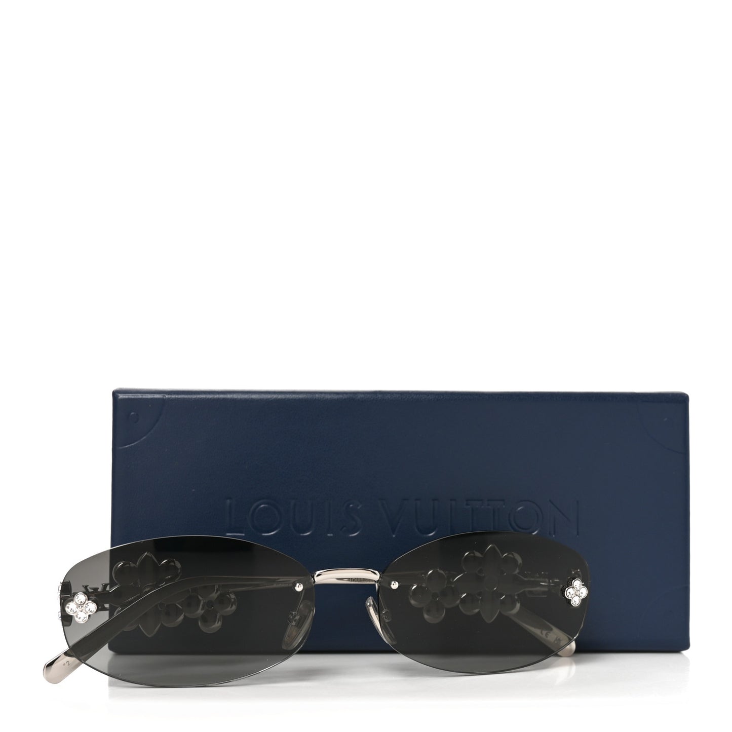 Metal Crystal Oval LV Dazzling Sunglasses Z3186U Silver