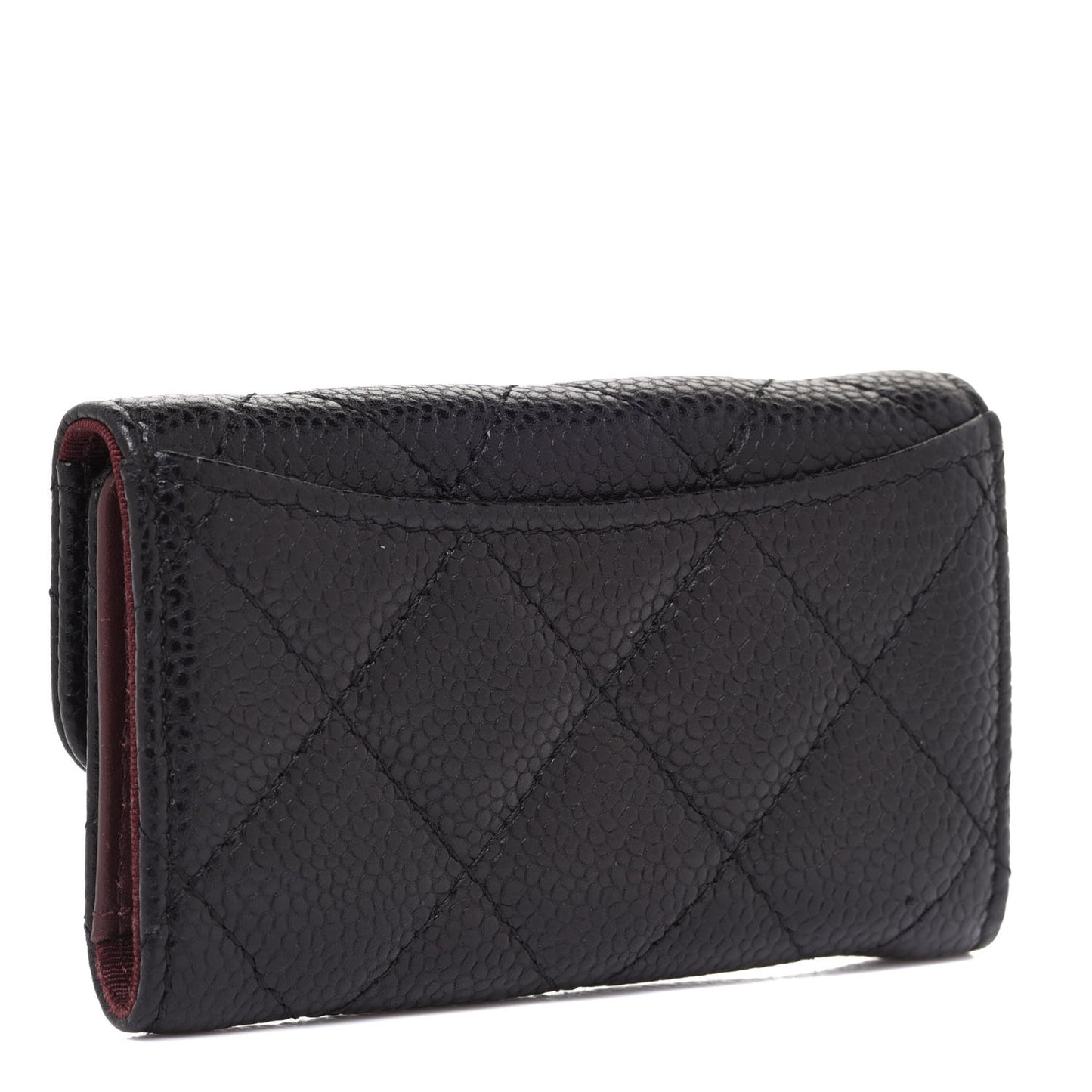 Caviar Quilted 6 Key Holder Black
