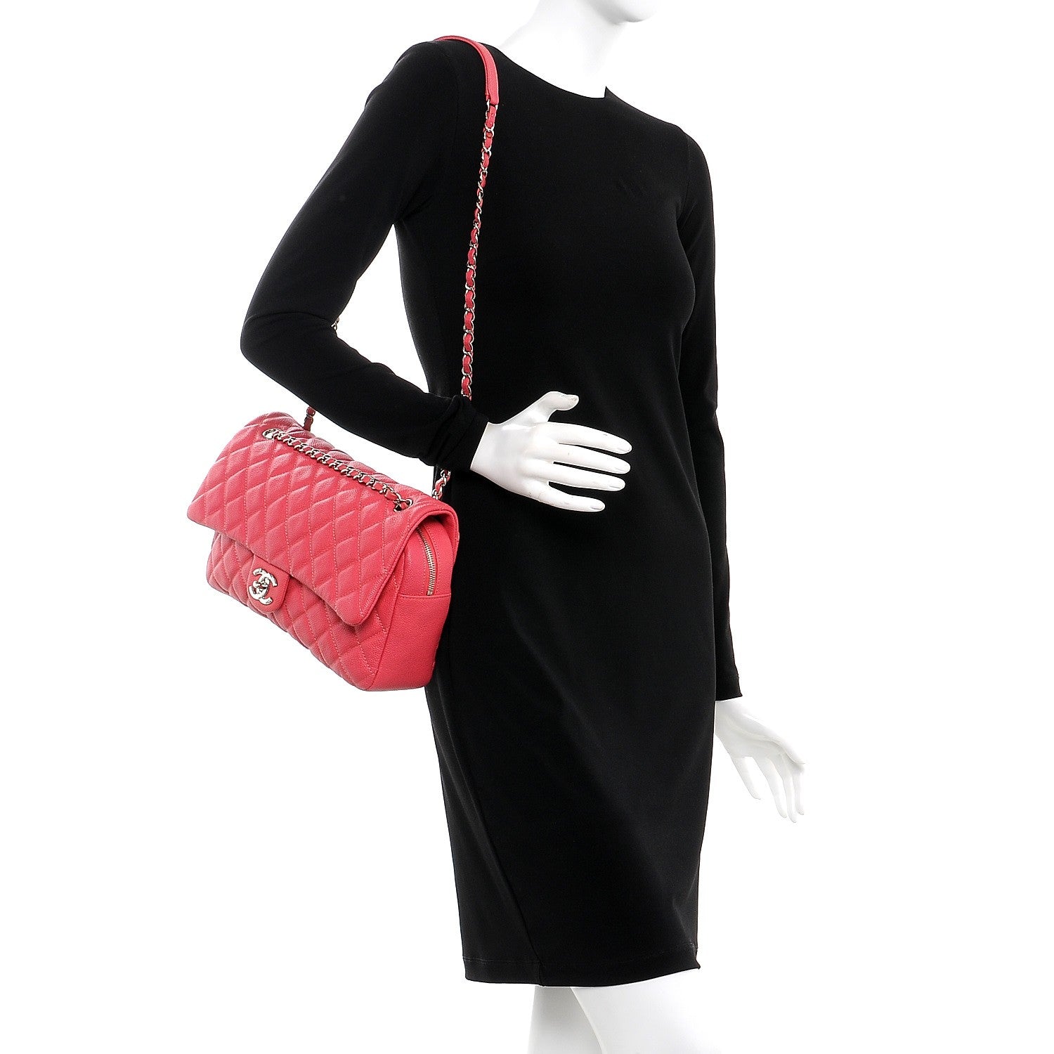 Chanel Caviar Quilted Jumbo Easy Flap Coral 2 of 9
