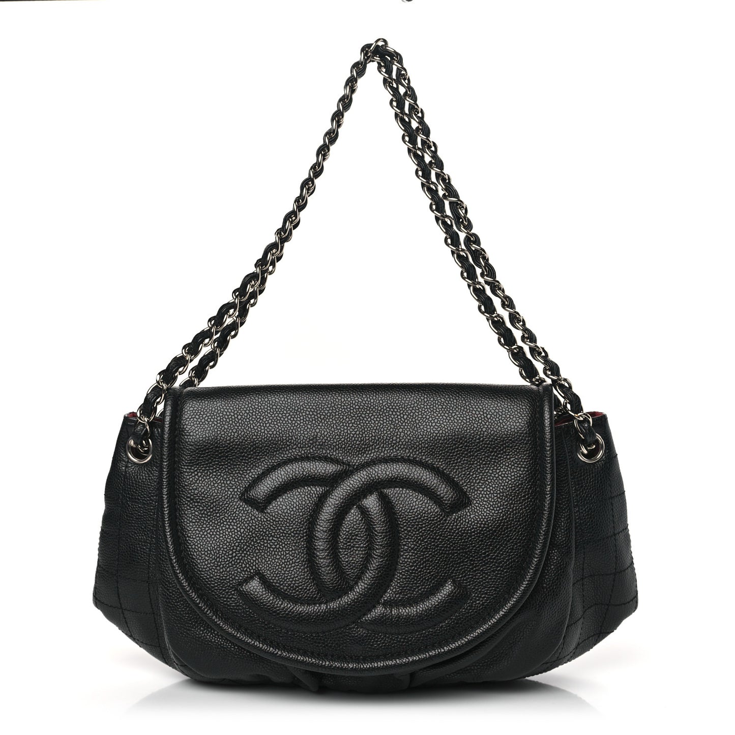 Caviar Large Half Moon Flap Black