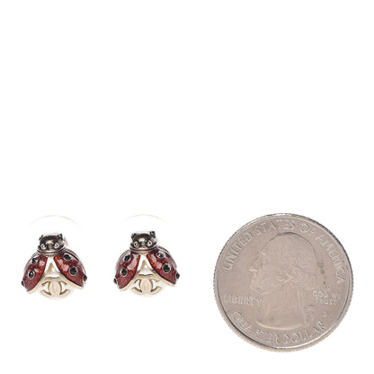Chanel Enamel CC Ladybug Earrings Gold 2 of 5
