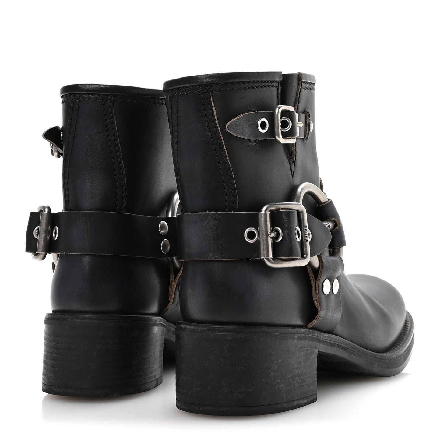 Calfskin Harness Enigneer Boots 37 Black