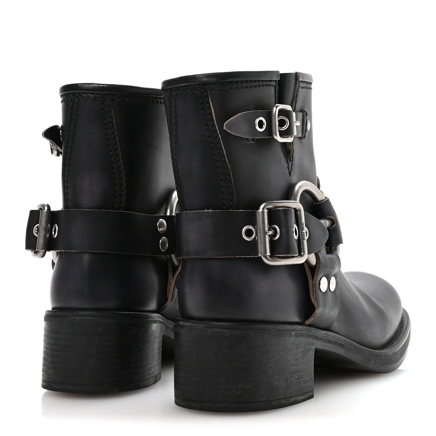 Miu Miu Calfskin Harness Enigneer Boots 37 Black 5 of 7