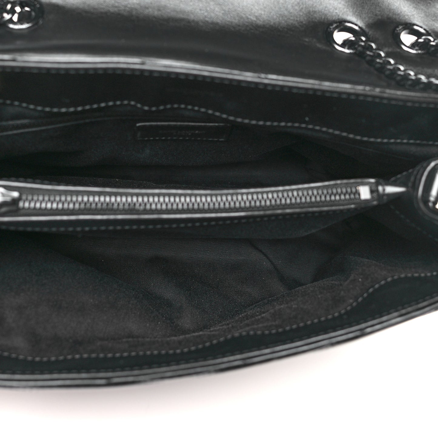 Calfskin Y Quilted Monogram Monochrome Medium Loulou Chain Satchel Black