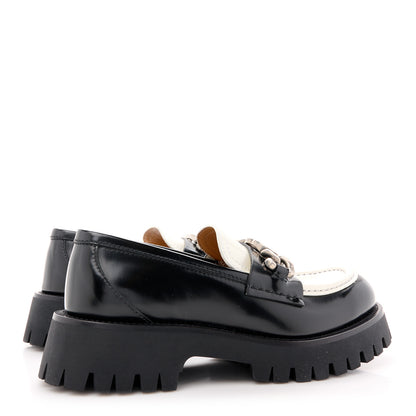 Gucci Cordovan Lux Womens Interlocking G Platform Lug Sole Loafers 37 Black Off White 4 of 10