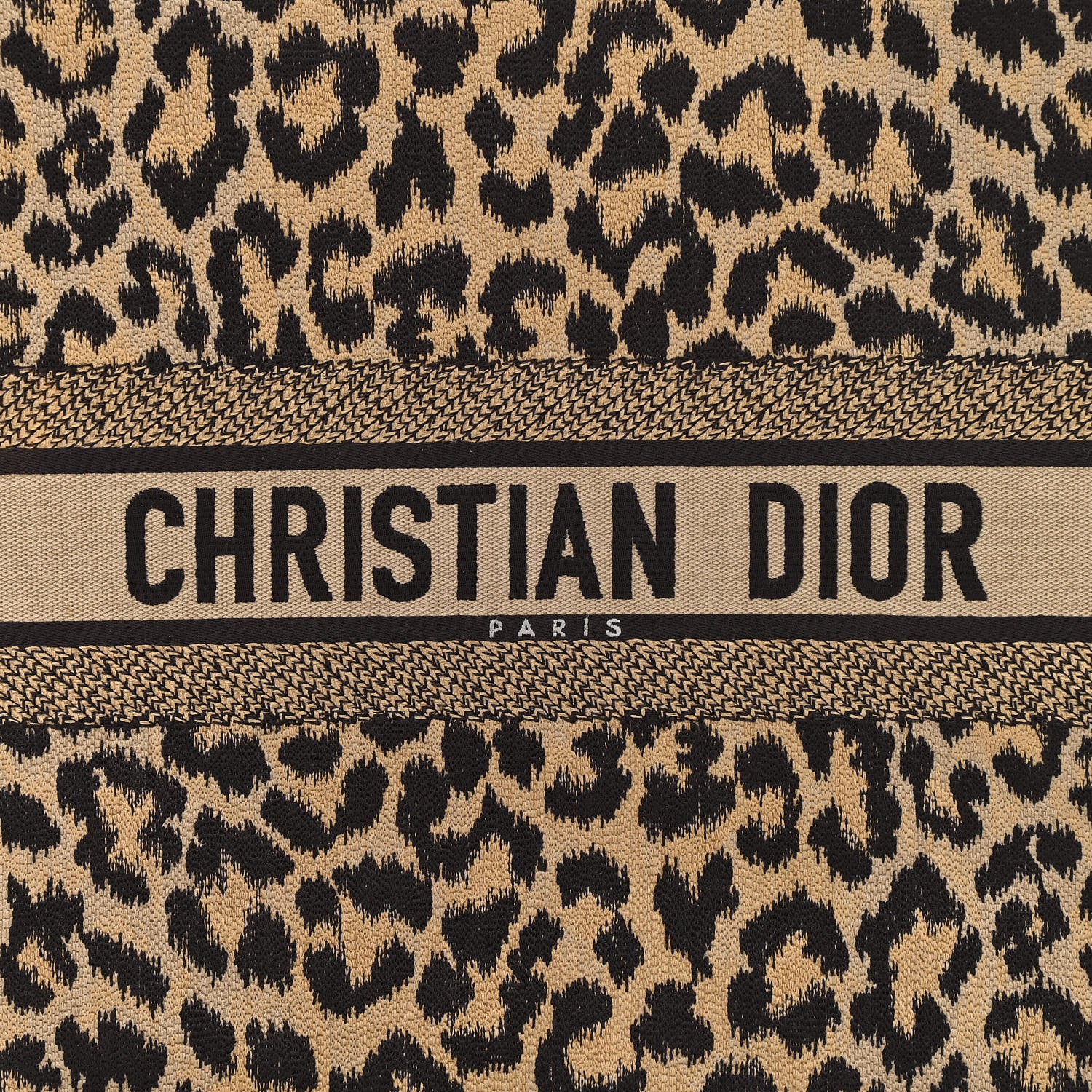 Christian Dior Canvas Mizza Embroidered Large Leopard Book Tote Beige 12 of 13