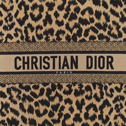 Christian Dior Canvas Mizza Embroidered Large Leopard Book Tote Beige 12 of 13