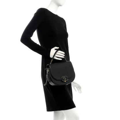 Chanel Shiny Calfskin Goatskin Quilted Medium Coco Curve Messenger Flap Black 3 of 8