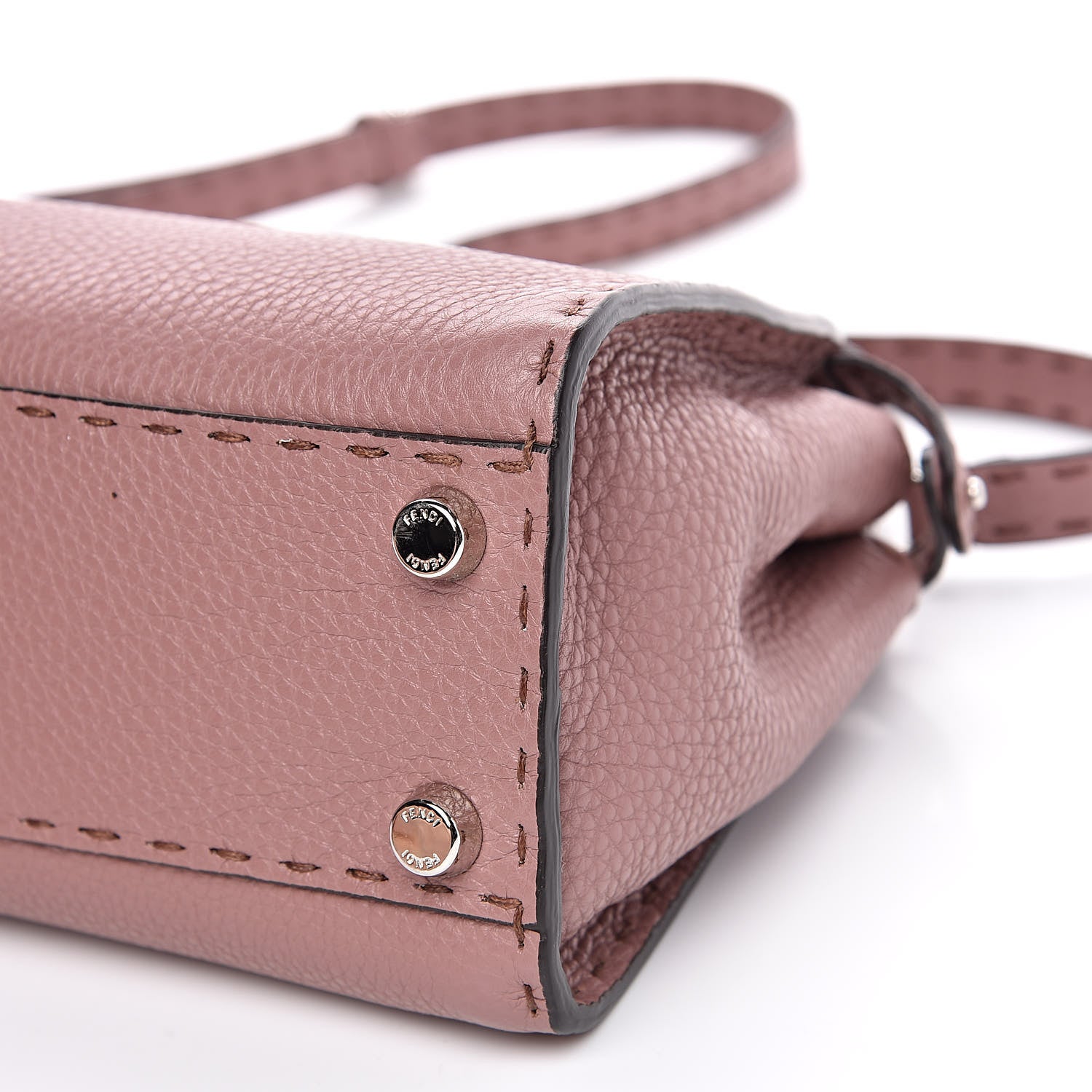Fendi Cuoio Romano Selleria Bi-Color Mini Peekaboo Iconic Satchel English Rose Camelia 10 of 10