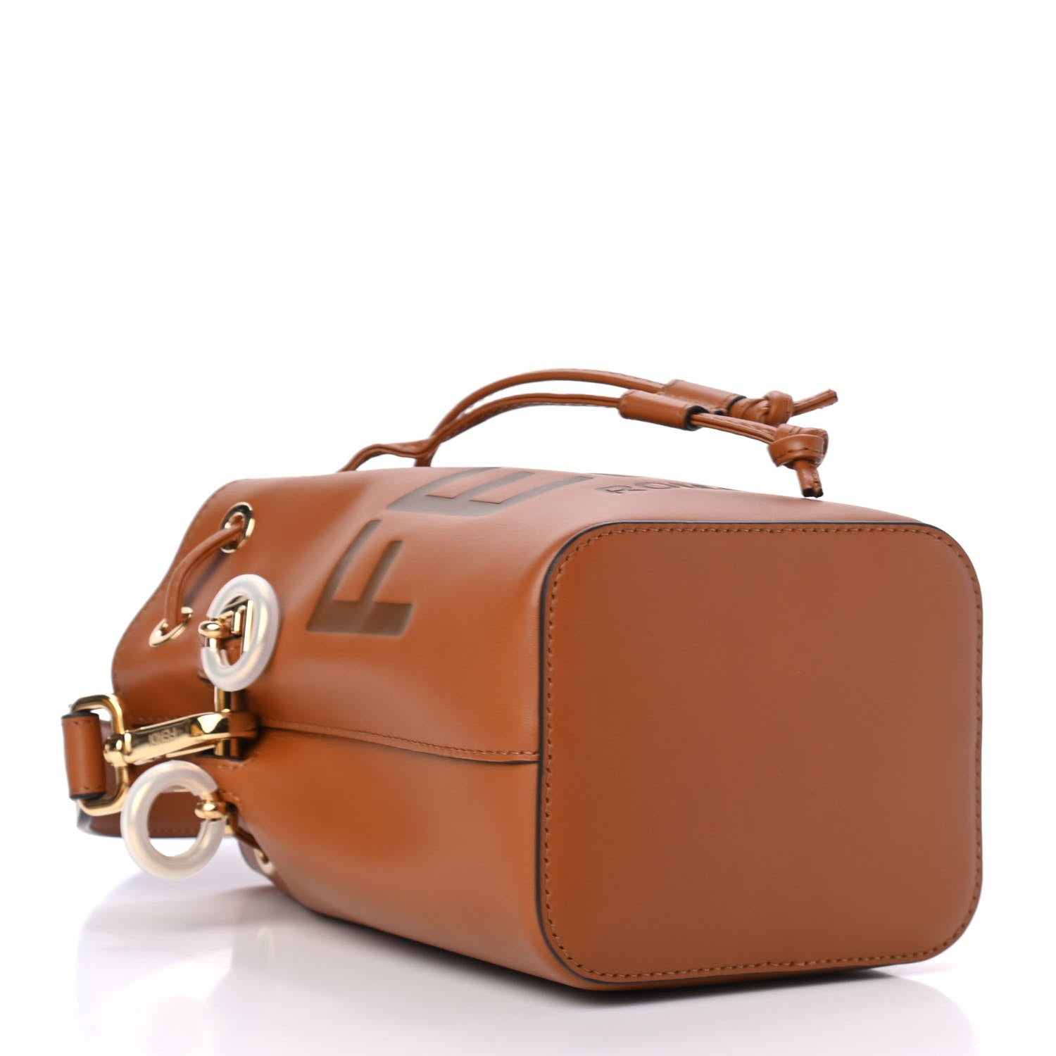 Fendi Vitello King F is Fendi Logo Embossed Mini Mon Tresor Bucket Bag Cuoio 3 of 4