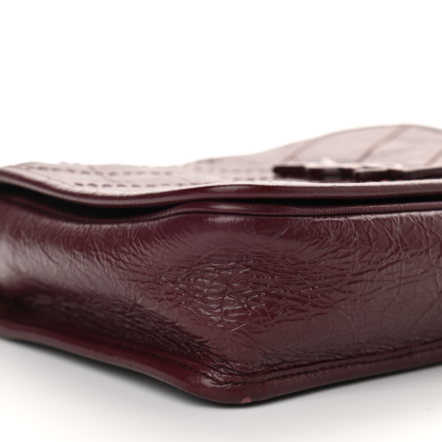 Saint Laurent Crinkled Calfskin Matelasse Monogram Niki Chain Wallet Dark Legion Red 5 of 10