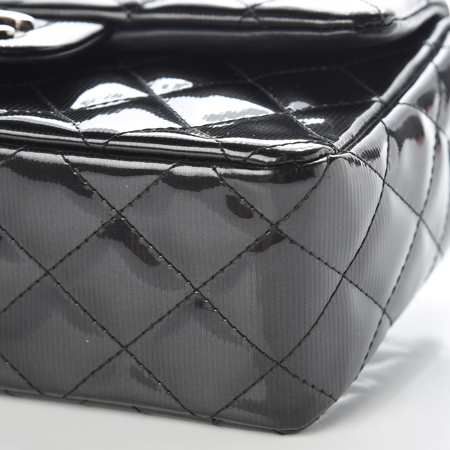 Chanel Striated Patent Quilted Mini Rectangular Flap Black 9 of 10