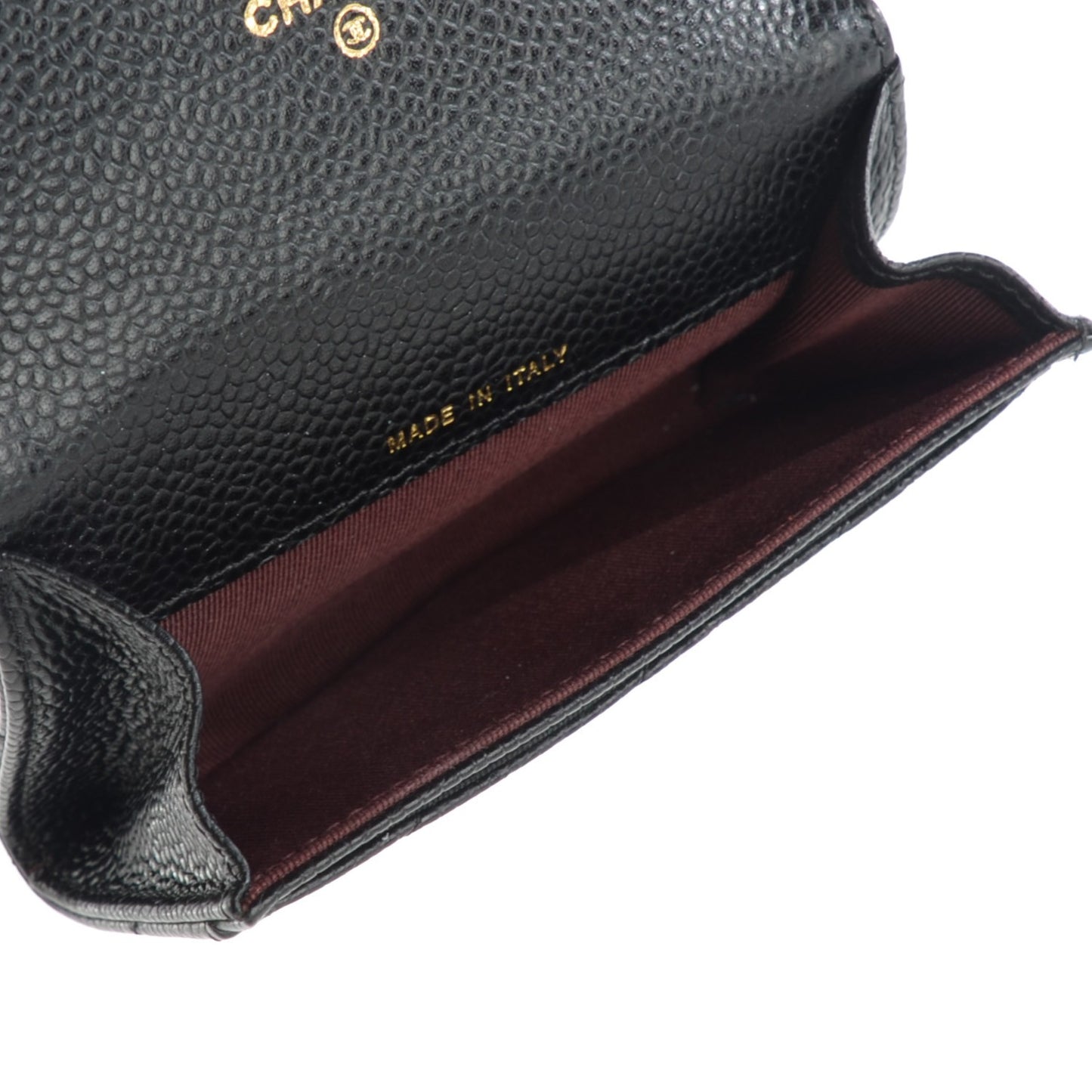 Caviar Quilted Flap Card Holder Black