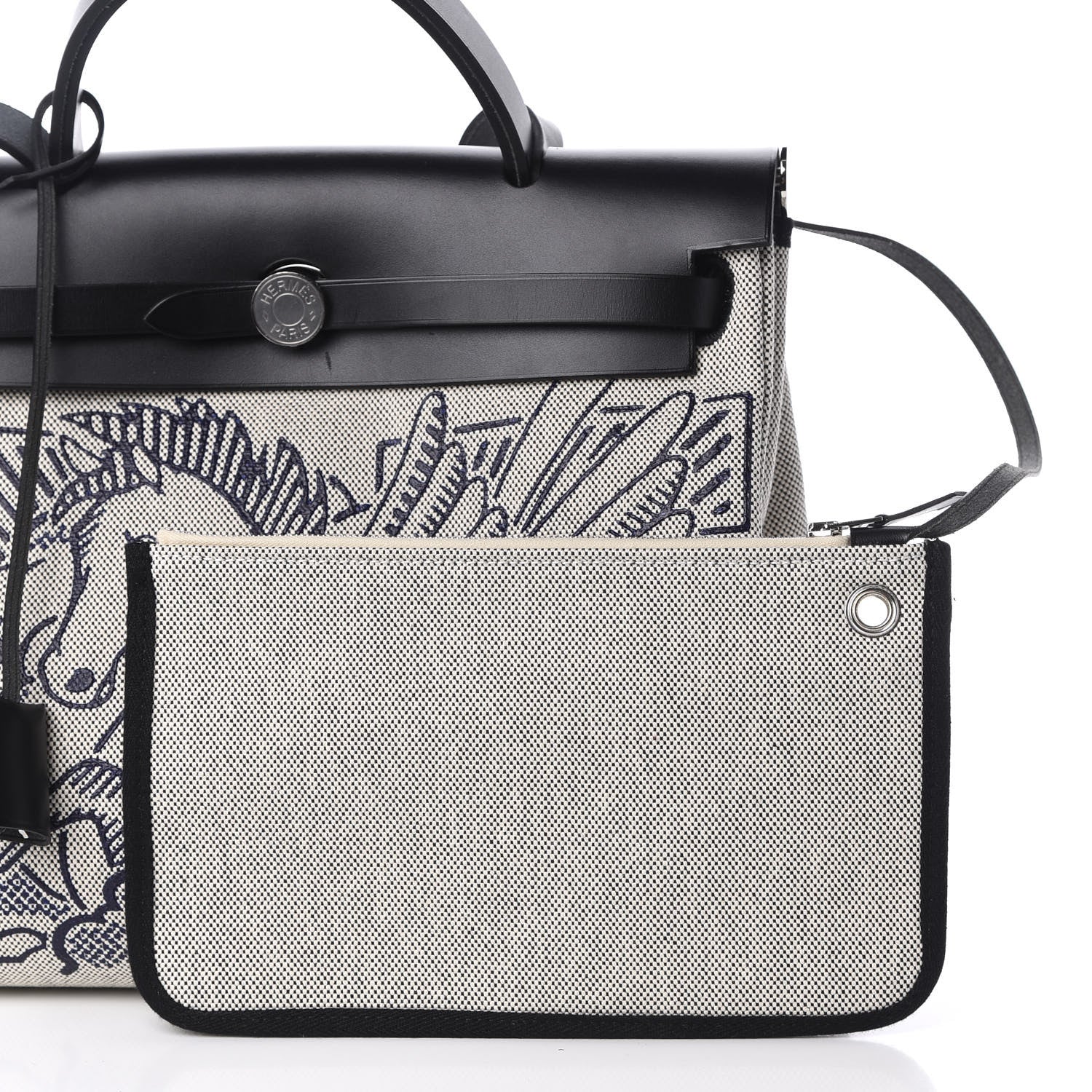Hermes Vache Hunter Toile Pegase Pop Herbag Zip Retourne 31 PM Bleu Indigo 12 of 13