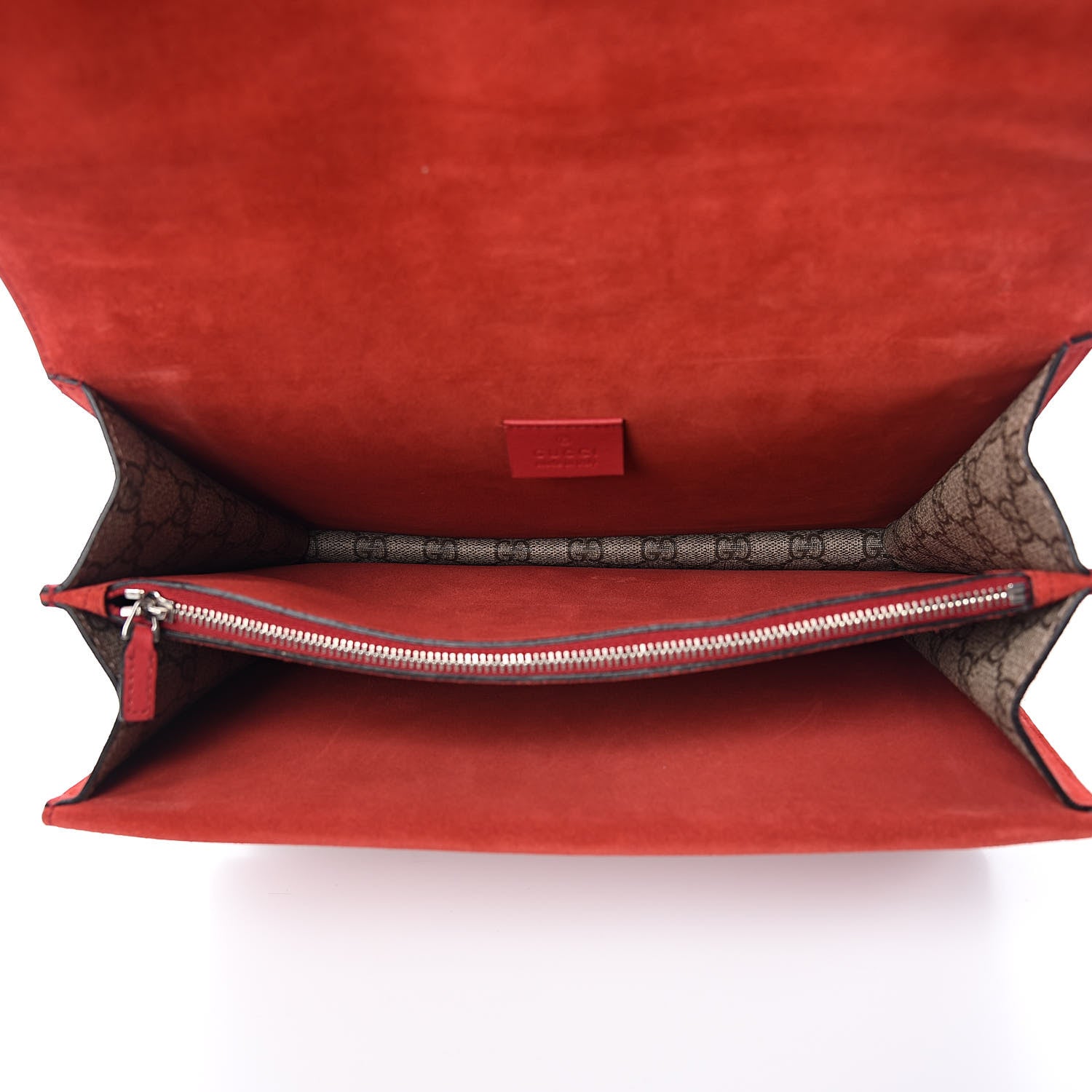 Gucci GG Supreme Monogram Suede Cudu Medium Dionysus Shoulder Bag Beige Ebony Vulcanic Red 5 of 13