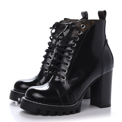 Louis Vuitton Patent Calfskin Monogram Star Trail Ankle Boots 37 Black 3 of 8