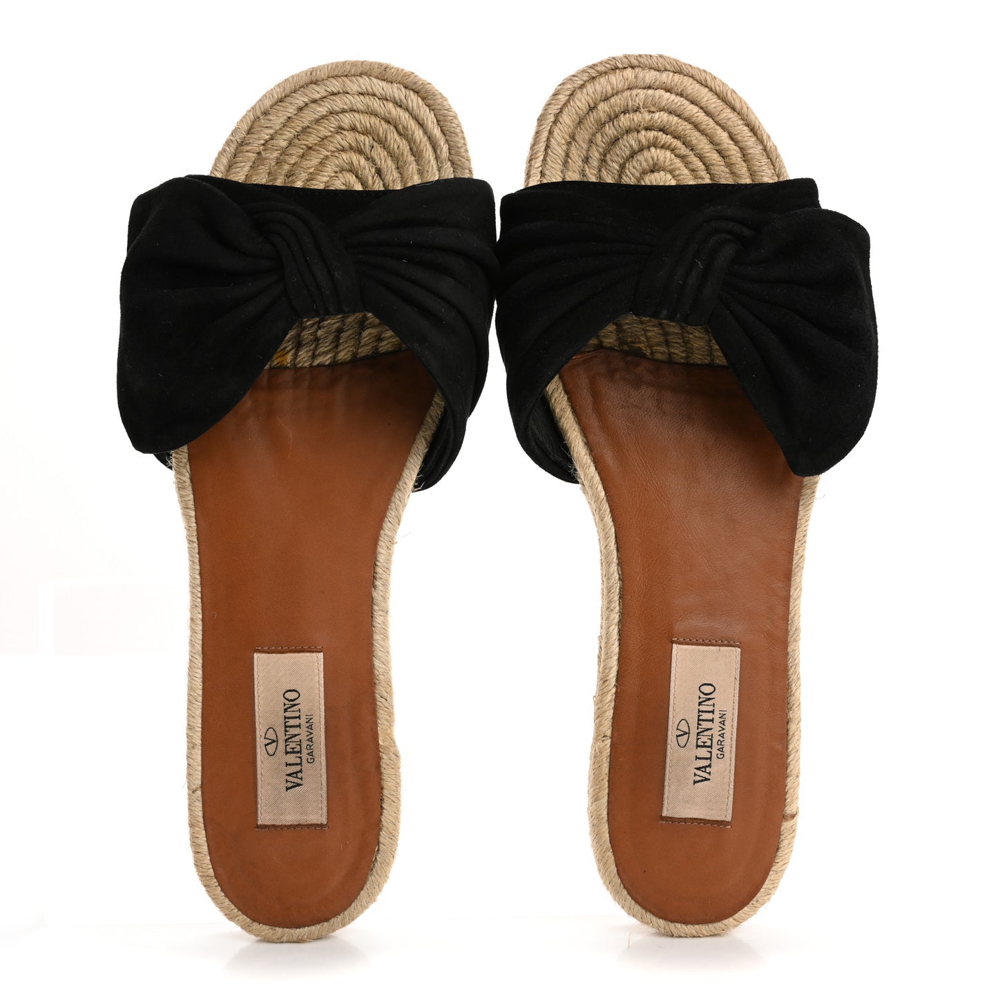 Suede Tropical Bow Espadrille Flat Slide Sandals 37.5 Black