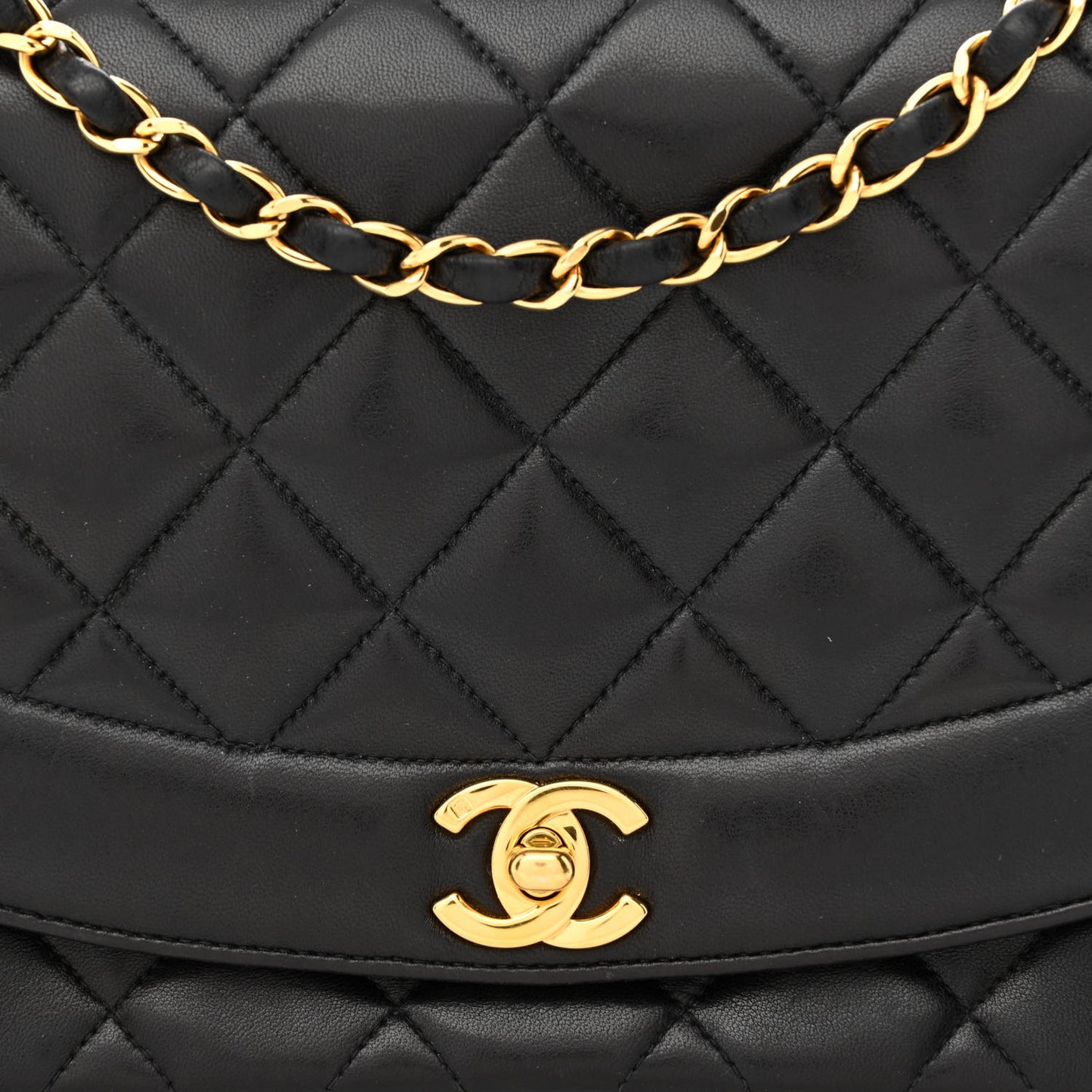 Lambskin Quilted Medium Single Flap Black