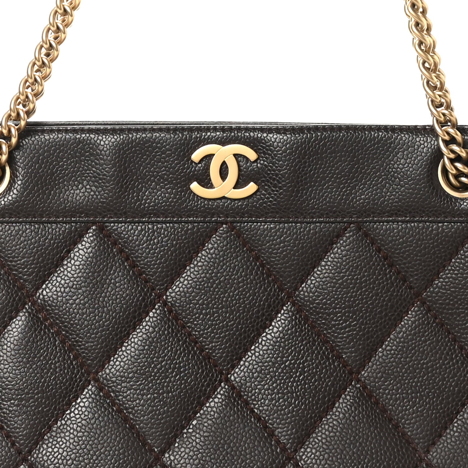 Chanel Caviar Quilted Shopping Tote  Dark Brown 8 of 10