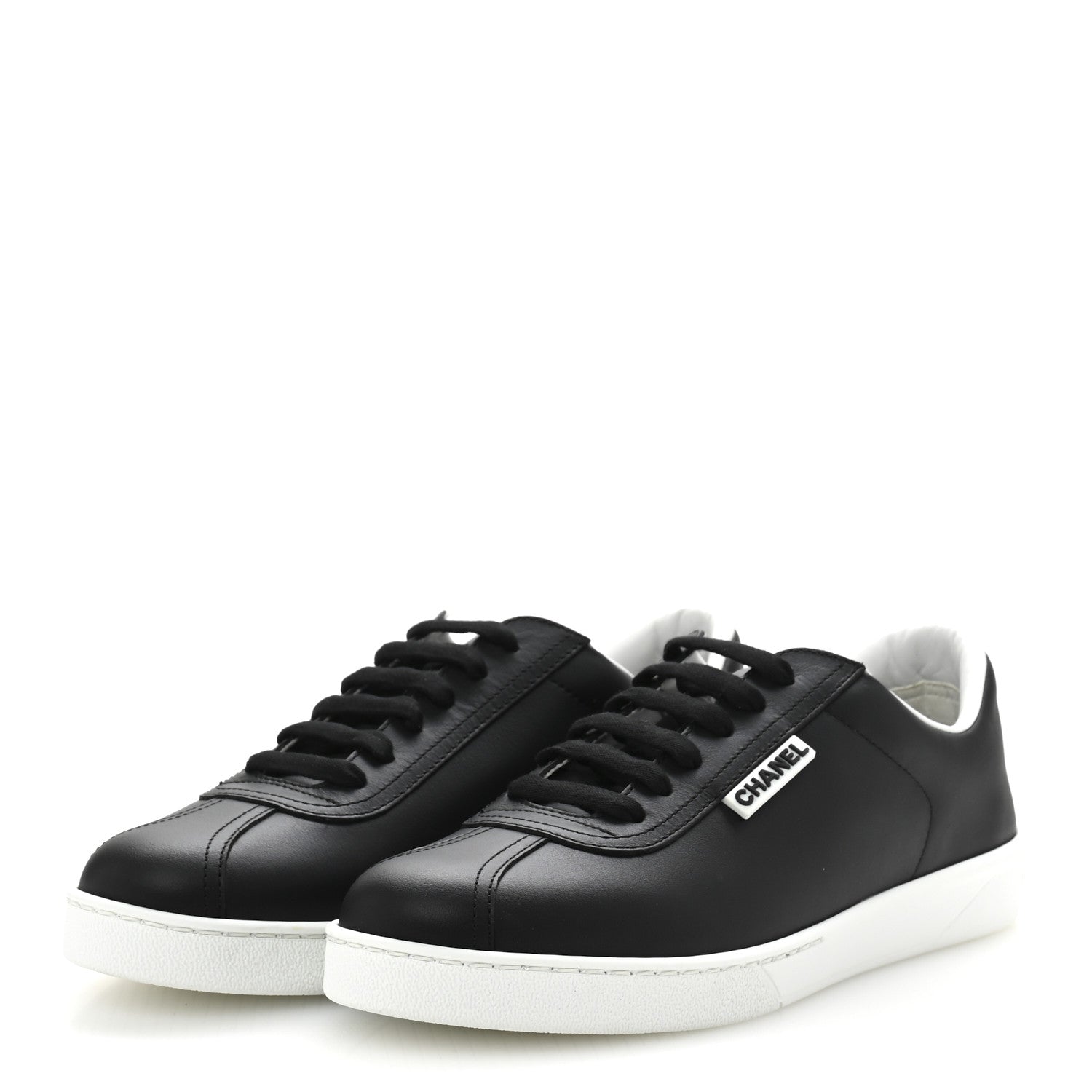 Chanel Calfskin CC Womens Sneakers 38.5 Black 4 of 9