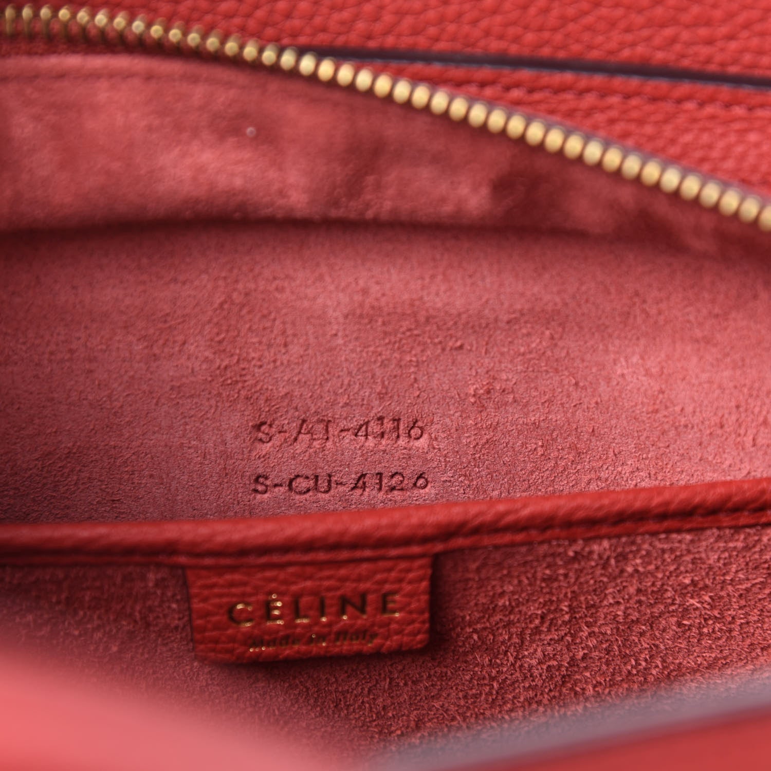 Celine Baby Grained Calfskin Nano Luggage Red 9 of 10