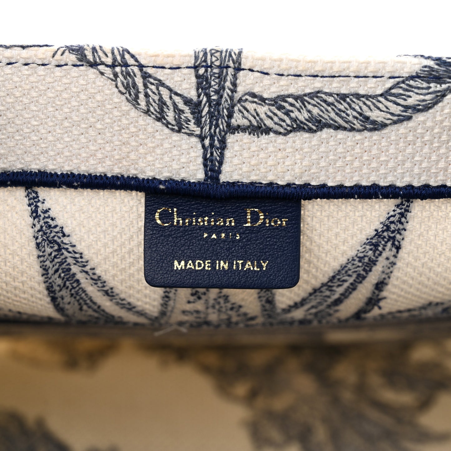 Canvas Embroidered Medium Reve d'Infini Book Tote Blue