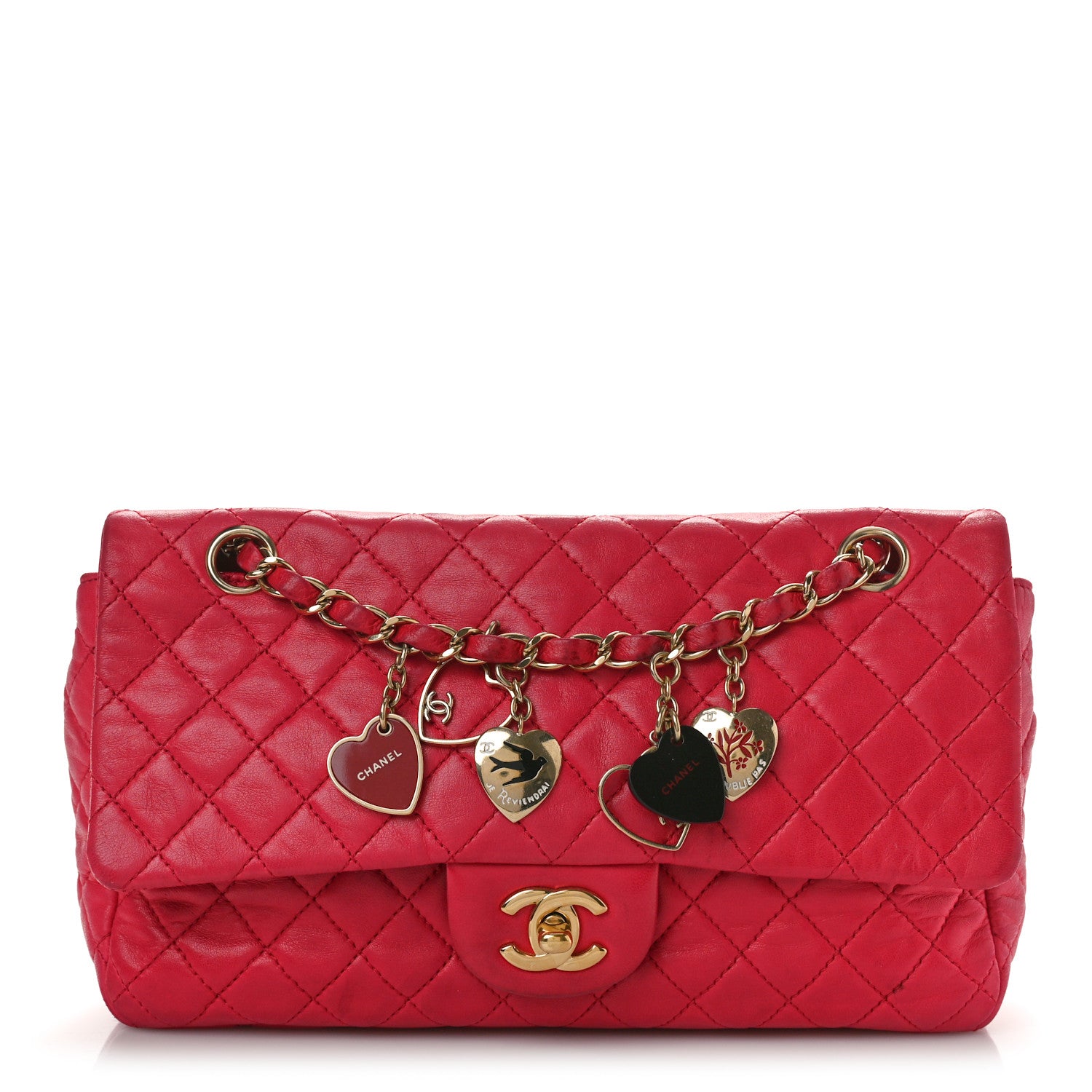 Chanel Lambskin Quilted Valentine Charms Medium Flap Red 1 of 12