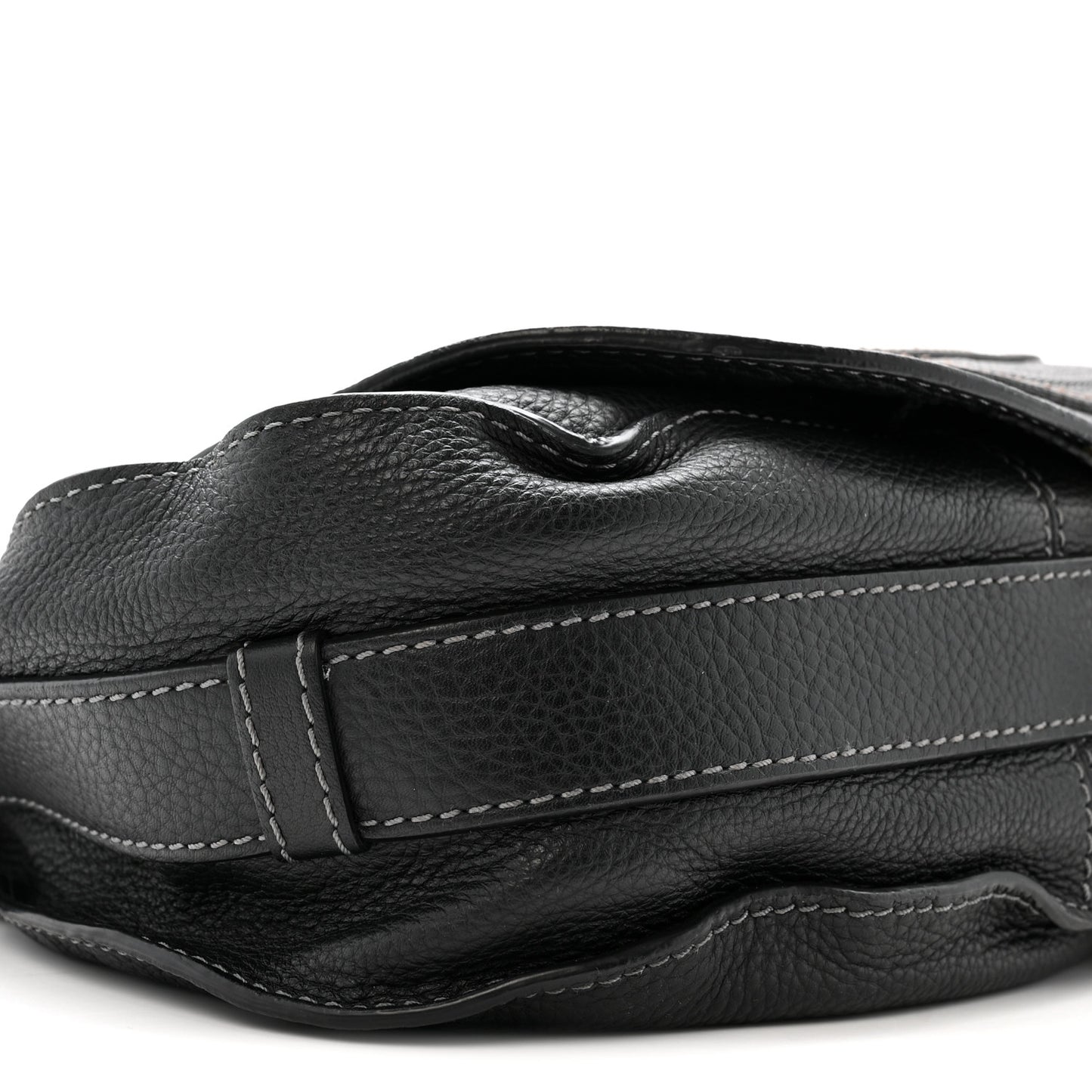 Grained Calfskin Medium Marcie Saddle Bag Black