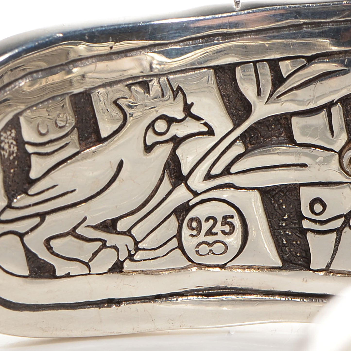 Sterling Silver Smoky Quartz Wide Bamboo Kick Cuff