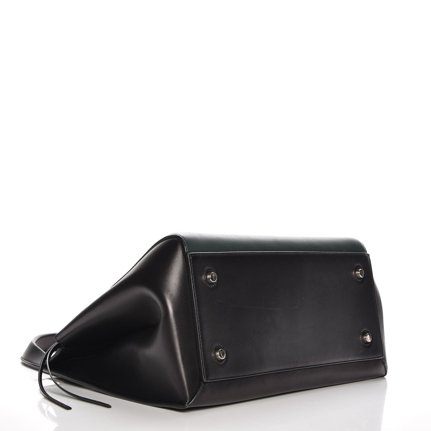 Supple Calfskin Medium Bi-Color Edge Shoulder Bag Emerald