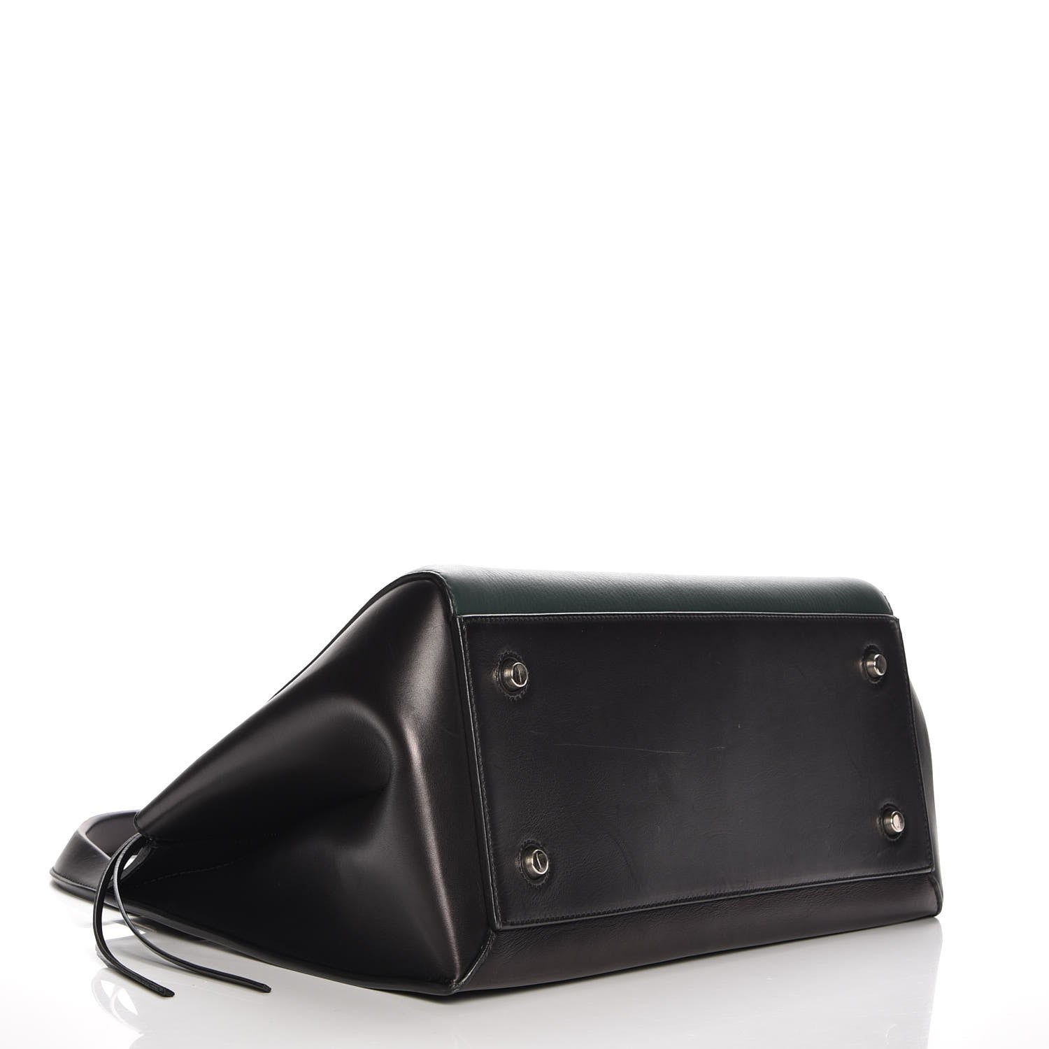 Celine Supple Calfskin Medium Bi-Color Edge Shoulder Bag Emerald 4 of 7
