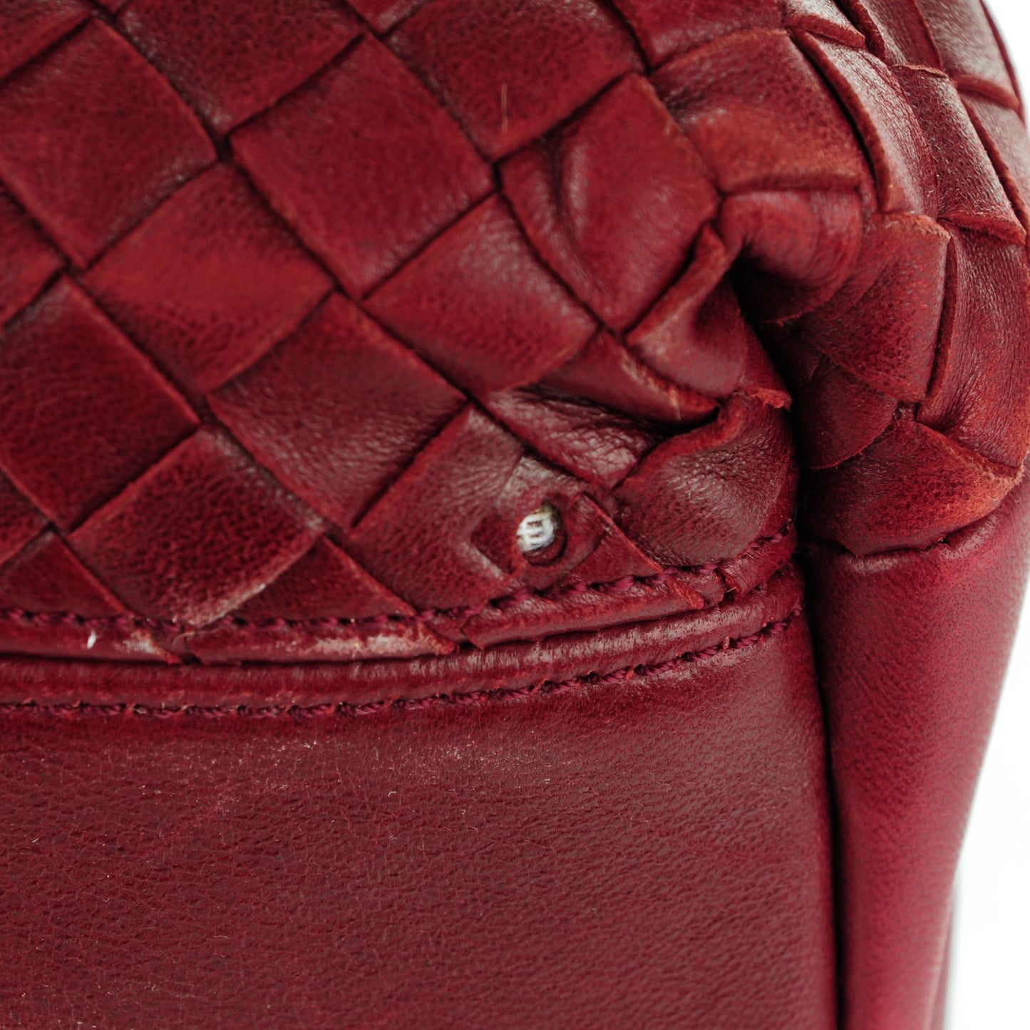 Nappa Intrecciato Satchel Red