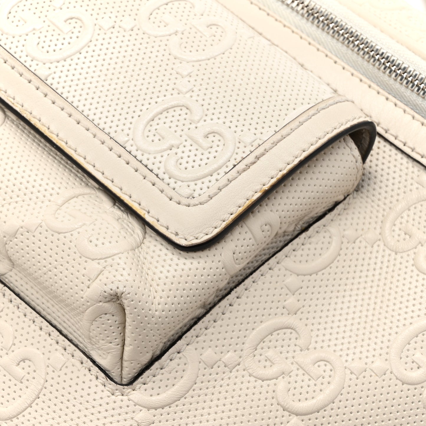 Calfskin GG Tennis Embossed Pocket Belt Bag Mystic White