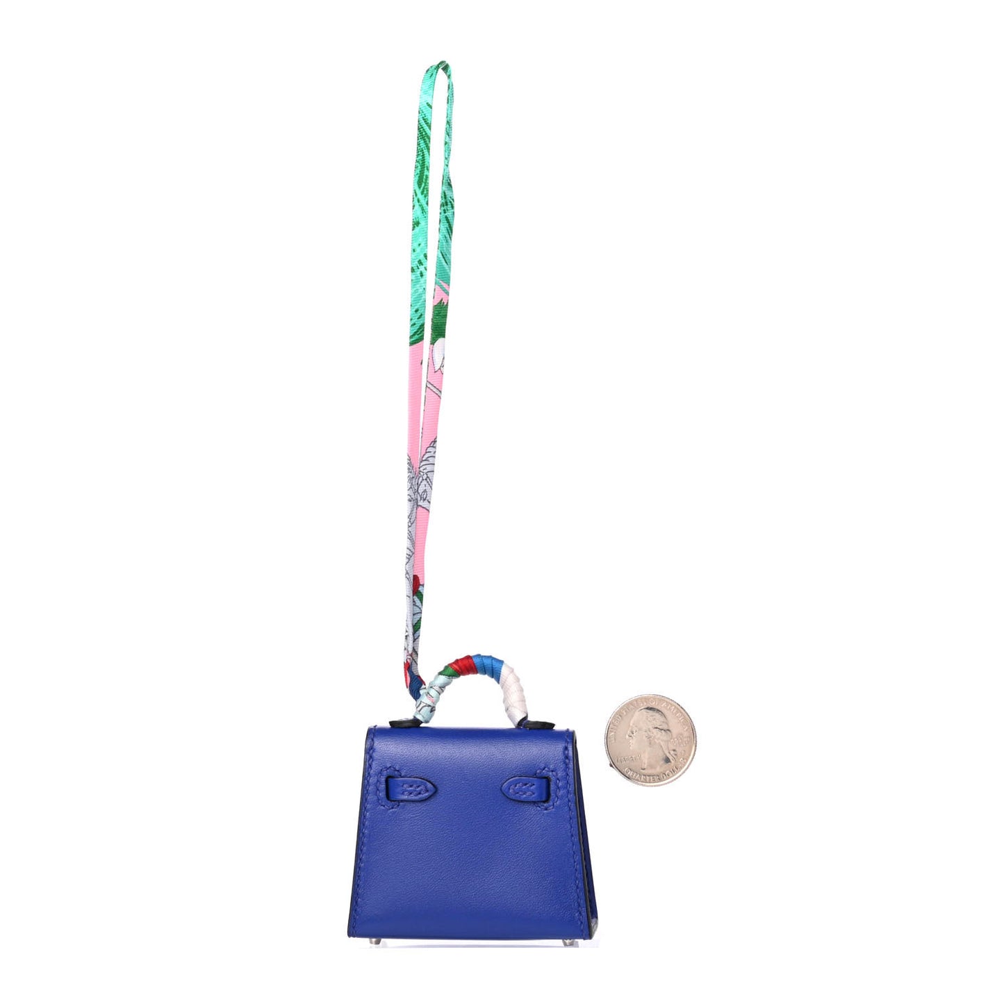 Tadelakt Mini Kelly Twilly Bag Charm Bleu Electrique
