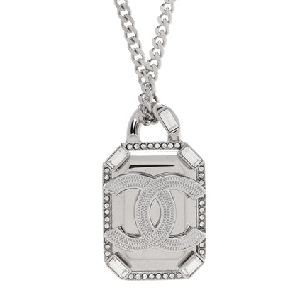 Chanel Crystal Dog Tag Chain Necklace 4 of 6