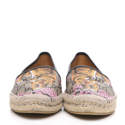 Gucci GG Supreme Monogram Bengal Espadrilles 37 Beige Crop Pink 2 of 8