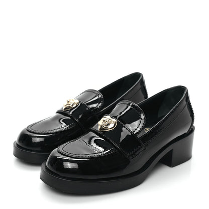 Chanel Patent CC Heart Loafers 36 Black 3 of 9