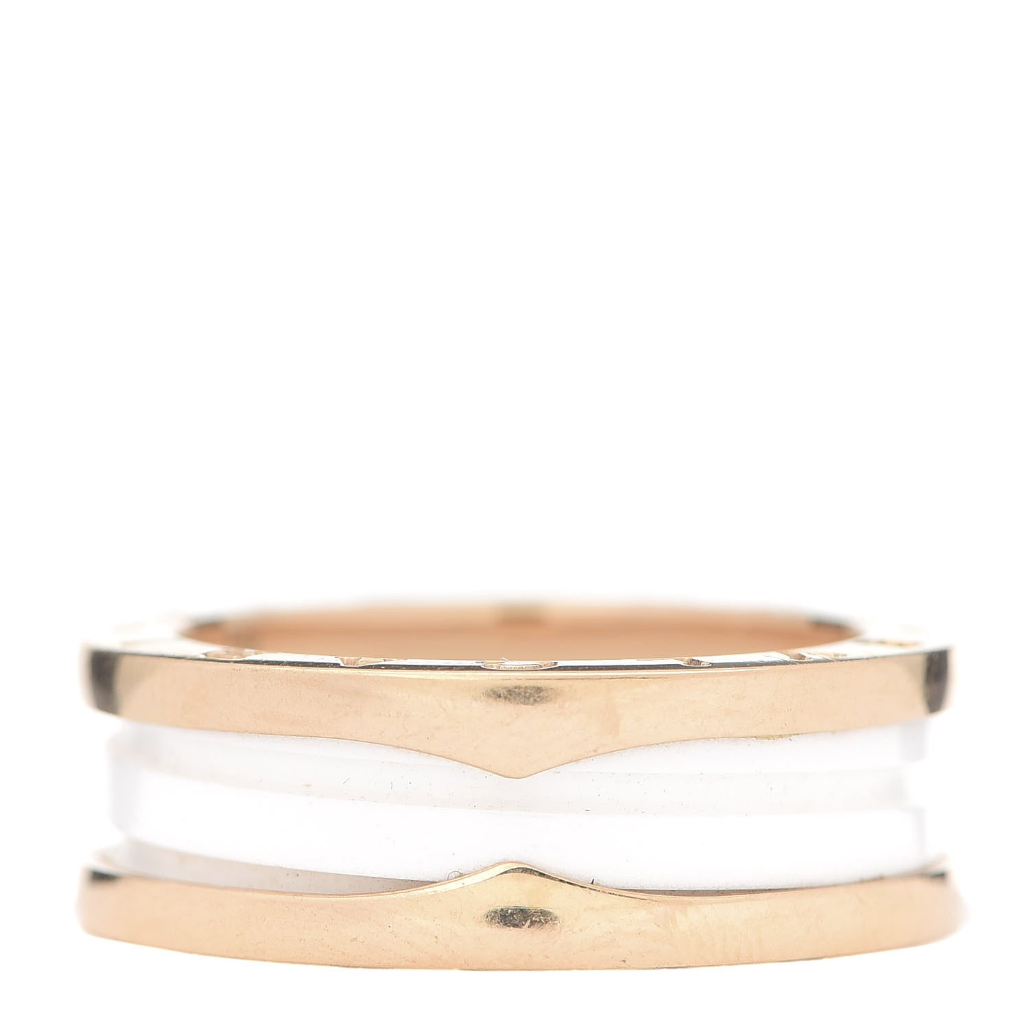 Bulgari 18K Rose Gold White Ceramic B.Zero1 Two-Band Ring 59 8.75 3 of 9