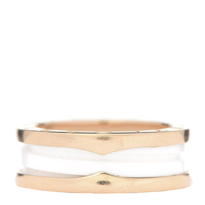 Bulgari 18K Rose Gold White Ceramic B.Zero1 Two-Band Ring 59 8.75 3 of 9